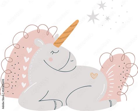 Pink baby unicorn, kids vector illustration for design, print, pattern ...