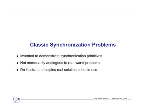 Classic Synchronization Problems