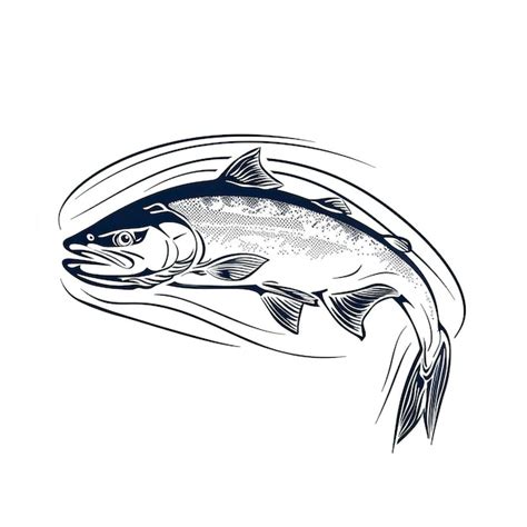 Salmon Fish In Continuous Line Art Drawing Style Vector Premium Ai