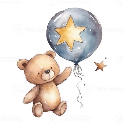 Carino Orsacchiotto Orso Con Palloncino Acquerello 22598623 PNG