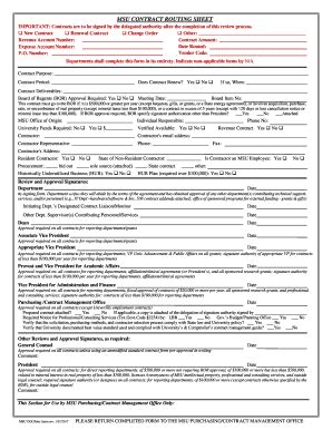 Fillable Online Msu Contract Routing Sheet Fax Email Print Pdffiller