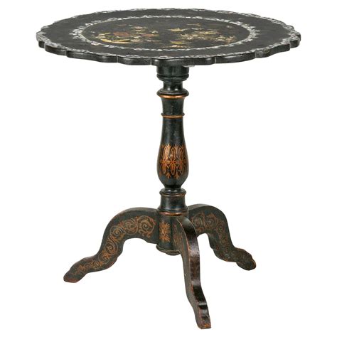 Victorian Papier Mache And Mother Of Pearl Tilt Top Game Table For Sale