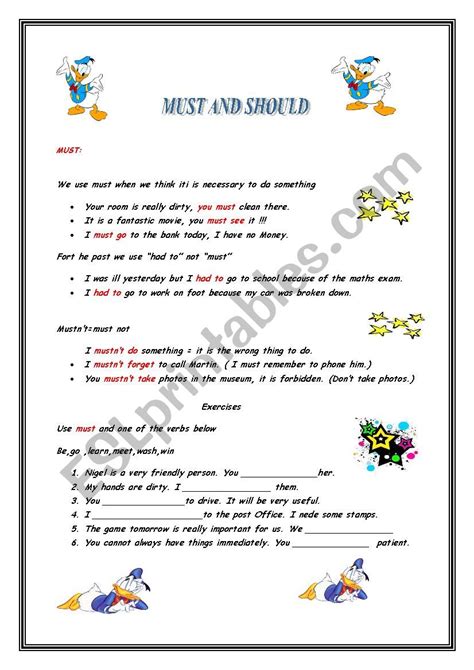 Must And Should Esl Worksheet By Ilkaydincturk