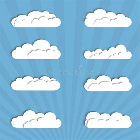 Iconos De La Nube En Fondo Azul 36 Diversas Nubes Cloudscape Nubes