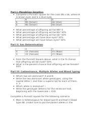 Assignment 7 Punnett Squares Docx Part I Mendelian Genetics