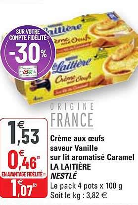 Promo Crème Aux Oeufs Saveur Vanille Sur Lit Aromatisé Caramel La