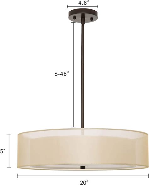 VONLUCE 3 Light Double Drum Pendant Light 20 Brushed Nickel