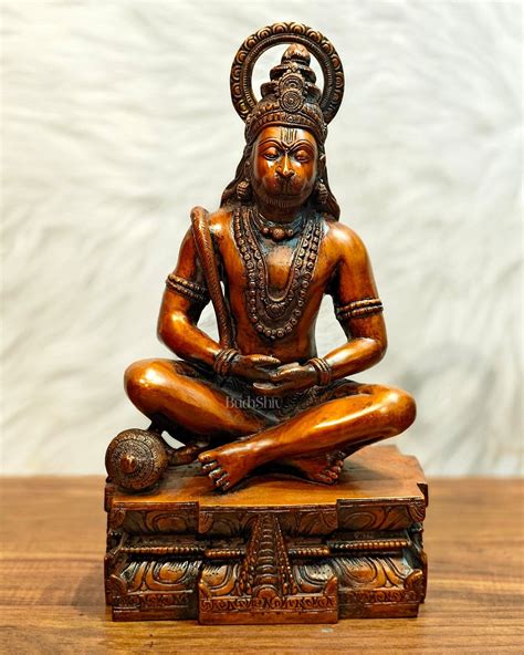 Pure Brass Meditation Hanuman Statue - 15-Inch – Budhshiv.com