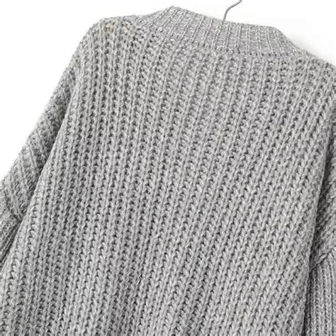 Grey V Neck Cable Knit Tassel Sweater Shein Sheinside