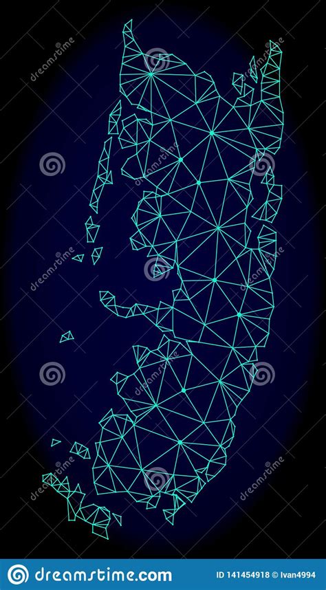 Polygonales Netz Mesh Vector Abstract Map Von Pemba Island Vektor