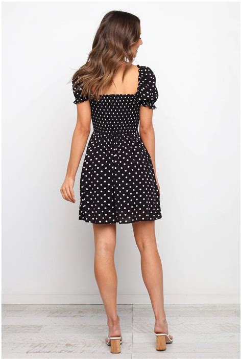 Black Polka Dot Skater Dress Gabi Swimwear