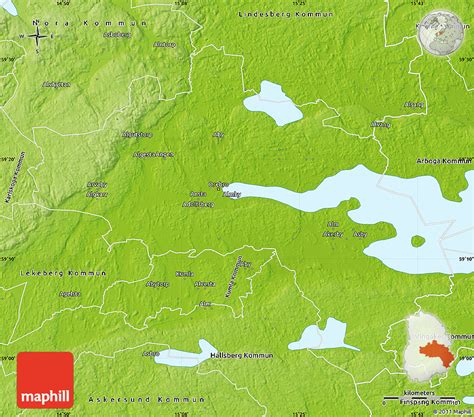 Physical Map of Örebro Kommun