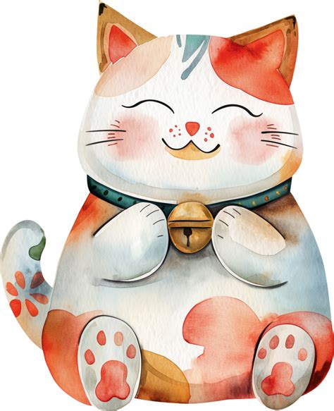 Lucky cat watercolor 46345634 PNG