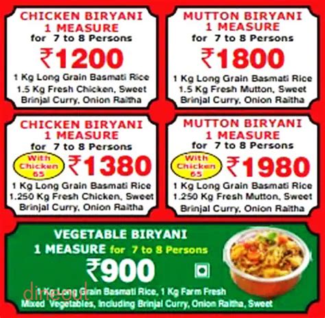 Menu of SS Hyderabad Biryani, Perambur, Chennai | Dineout discovery