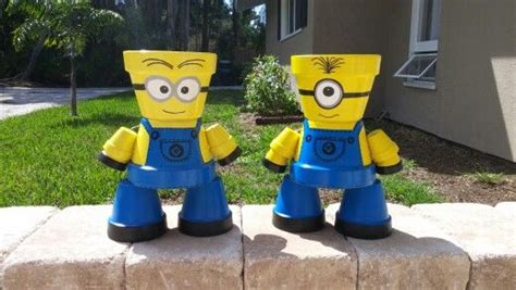 Minion Planters Clay Flower Pots Painted Flower Pots Terra Cotta Pot Crafts