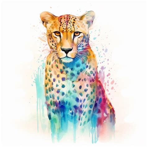 Premium Ai Image A Colorful Watercolor Painting Of A Leopard With A