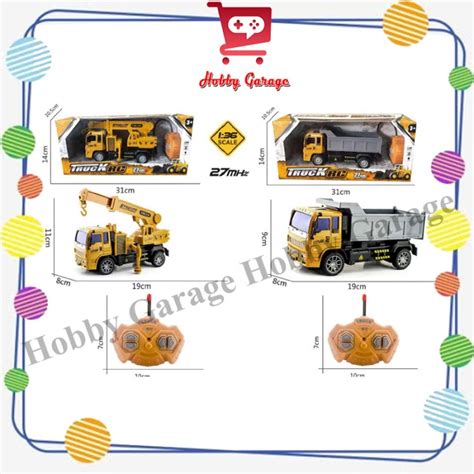 Jual PROMO MAINAN ANAK REMOTE CONTROL LAMPU RC DUMP TRUCK CRANE