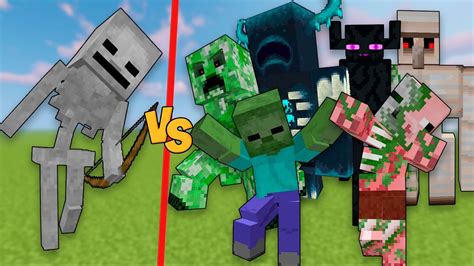 Titan Skeleton Vs All Titan Mobs In Minecraft Titan Skeleton Vs Titan Warden Minecraft