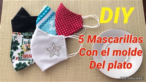 5 MASCARILLAS Con Filtro Y El Mismo Molde Del Plato Cubrebocas DIY 5