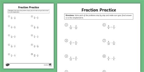 Seventh Grade Fraction Practice Hecho Por Educadores