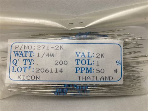 200 Xicon 271 2K 1 4W 2K Ohm 1 Metal Film Resistors EBay