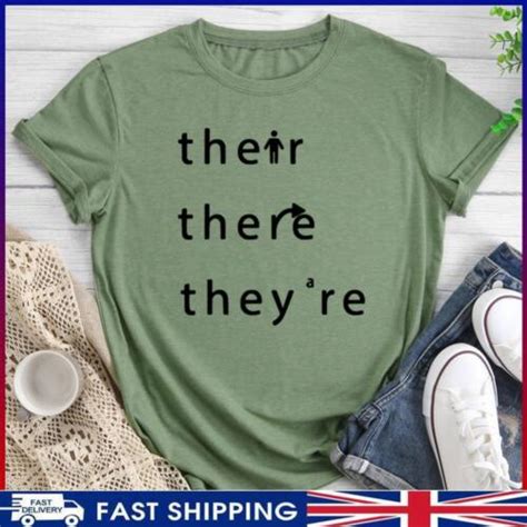 There Their Theyre English Teacher T Shirt 014949 Olive Green S Ebay