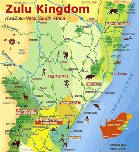 Kwazulu Natal Tourist Map