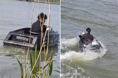 Mini barco a jato elétrico feito de plástico pesa apenas 35 kg e pode