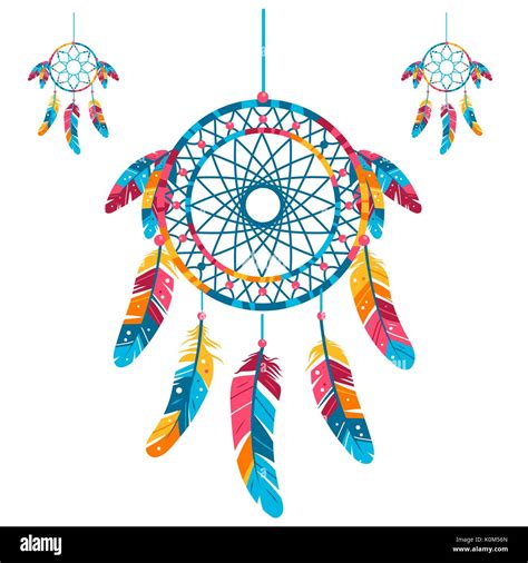 Set Colored Dream Catcher Isolated On White Background Stock Vector