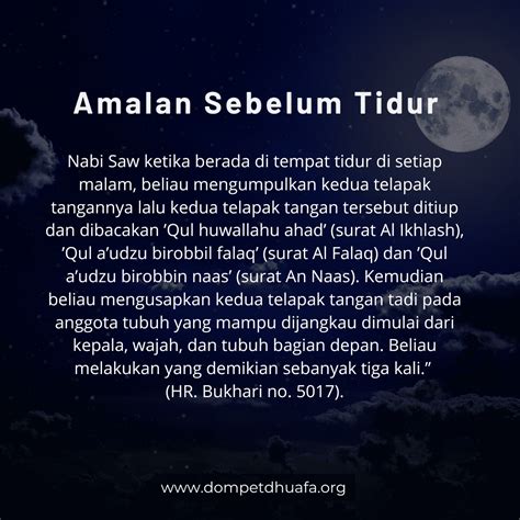 Amalan Sebelum Tidur Anjuran Rasulullah