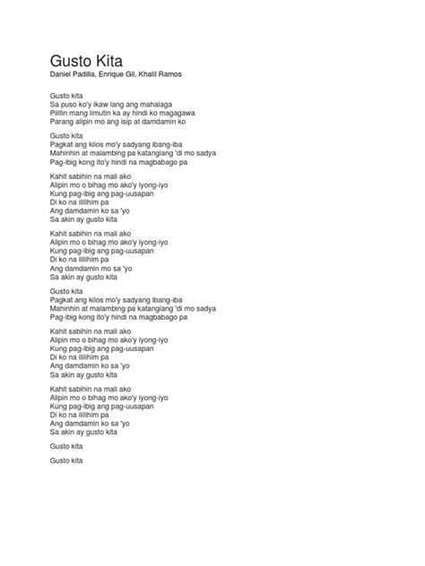 Gusto Kita Lyrics | PDF