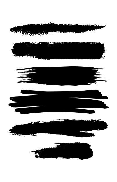 Set Of Black Ink Brush Stroke Silhouette Strokes Collection Vector