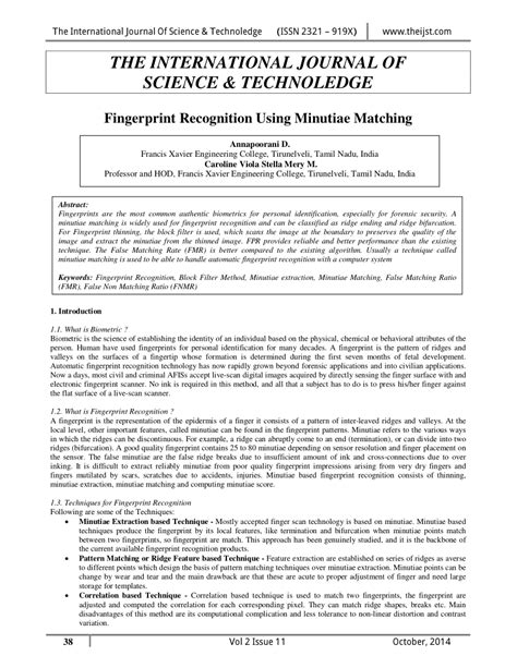 (PDF) Fingerprint Recognition Using Minutiae Matching