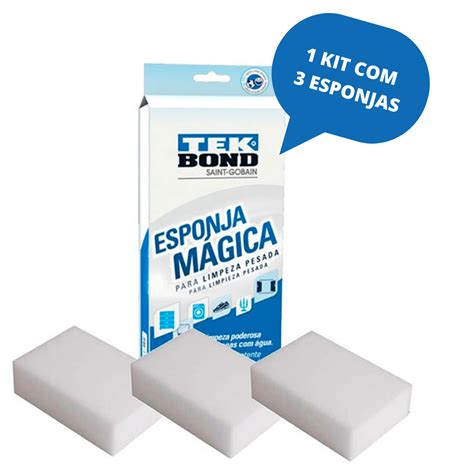 Esponja Mágica Limpeza Pesada Apenas Água Tekbond C 3un