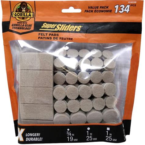 Super Sliders 134 Piece Value Pack Felt Pads With Gorilla Glue Technology Home Hardware