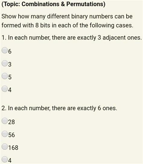 SOLVED Topic Combinations Permutations Show How Many Different