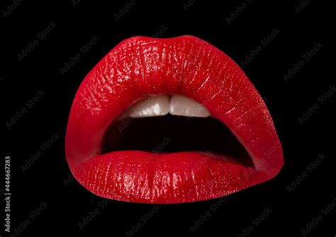 Open Mouth Woman Close Up Sexy Red Female Lips Sensual Open Mouth