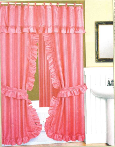 Double Swag Fabric Shower Curtain Vinyl Liner Shower Rings Dobby Dot