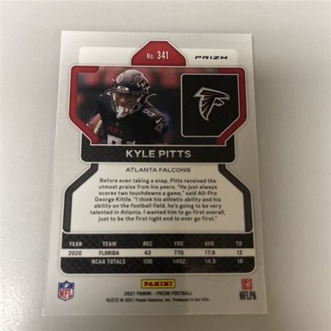 2021 Panini Prizm Football Kyle Pitts Orange Laser Rookie Card 341