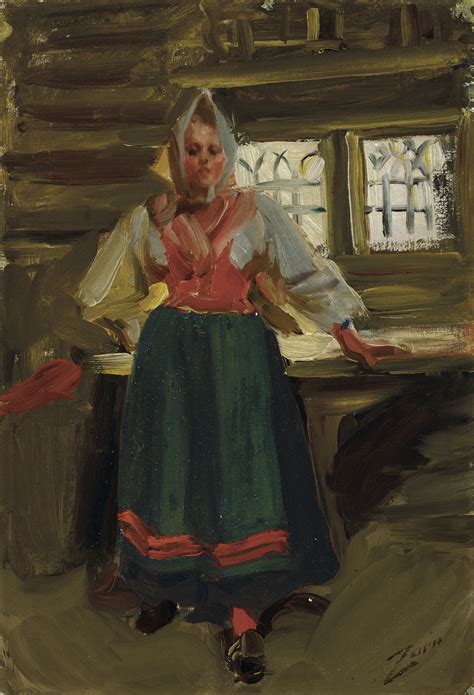 Anders Zorn Swedish 1860 1920 A Swedish Girl In Mora Folk Dress