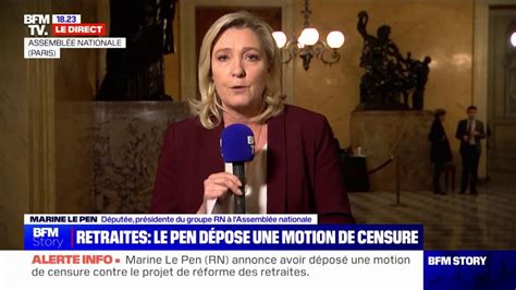 Marine Le Pen présidente du groupe RN à l Assemblée nationale dépose