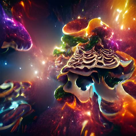 Psychedelic Mushroom Fractal In Outer Space Trending On Artstation