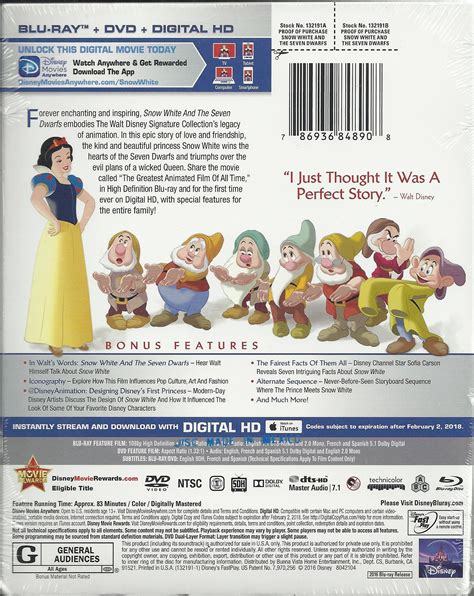 Buy SNOW WHITE AND THE SEVEN DWARFS Signature Collection Blu Ray DVD