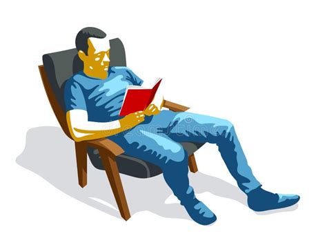 Armchair Book Man Reading Stock Illustrations 691 Armchair Book Man