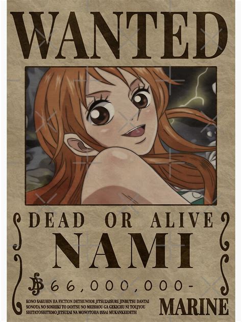 Zeus Nami One Piece Cat Burglar Bounty Poster Spiral Notebook For