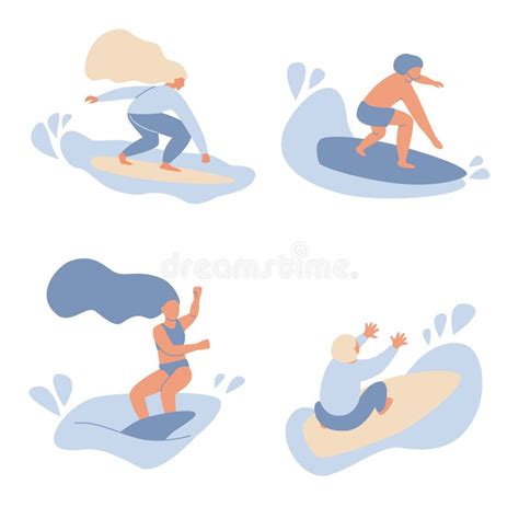 Surfers A Woman And A Man Stock Vector Illustration Of Sunglasses