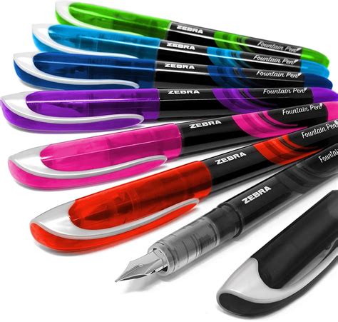 Zebra Fuente Disposable Fountain Pen One Of Each Coloured Ink