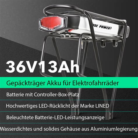 36V 48V Li ion E bike Akku Pedelec Gepäckträgerbatterie V Bremse mit