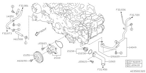 2011 Subaru STI WAGON Engine Coolant Bypass Hose Engine Coolant Flange