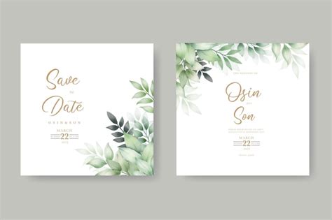 Wundersch Ne Aquarell Hochzeitskartenvorlage Mit Blumenmuster Premium